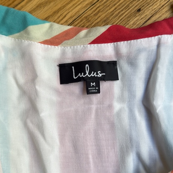 Lulu's Caliente Multi Striped Off-the-Shoulder Wrap Dress size medium - Picture 5 of 9